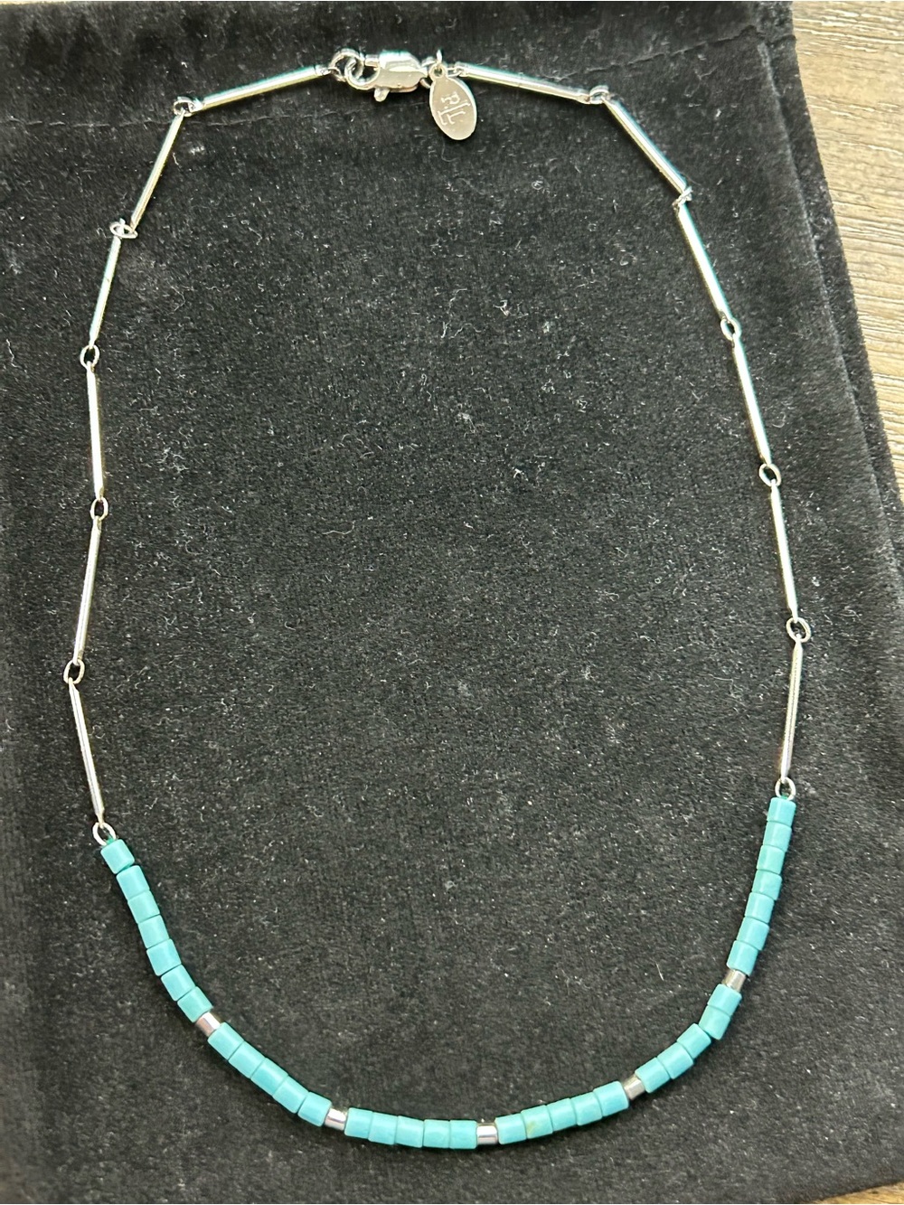 Sterling Silver Necklace with Turquoise Bead Accent Ralph Lauren